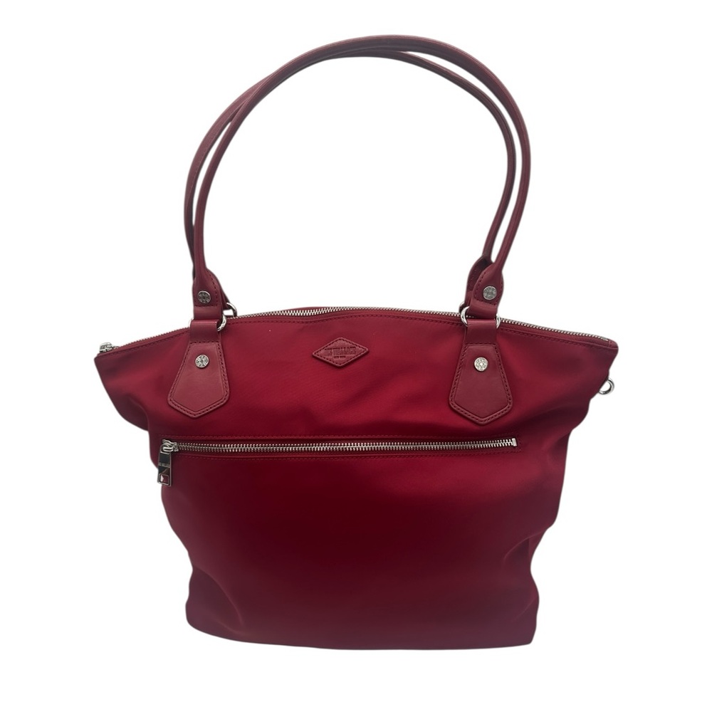 WZ Wallace Bedford Chelsea Large Nylon Tote in Red with Black Pouch Leather Trim